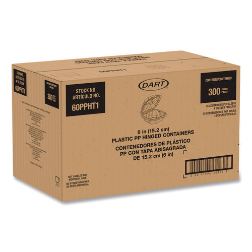Image of Dart® Microwaveable Hinged Containers, ProPlanet, 6.31 x 6.31 x 3, Clear, Plastic, 300/Carton