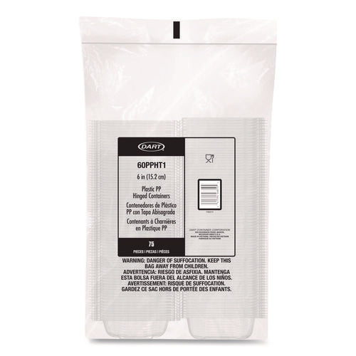 Image of Dart® Microwaveable Hinged Containers, ProPlanet, 6.31 x 6.31 x 3, Clear, Plastic, 300/Carton