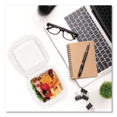 Image of Dart® Microwaveable Hinged Containers, ProPlanet, 6.31 x 6.31 x 3, Clear, Plastic, 300/Carton
