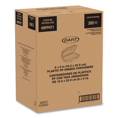 Image of Dart® Microwaveable Hinged Containers, ProPlanet, 6.5 x 9 x 3, Clear, Plastic, 300/Carton