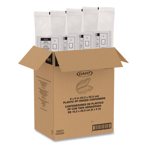 Image of Dart® Microwaveable Hinged Containers, ProPlanet, 6.5 x 9 x 3, Clear, Plastic, 300/Carton