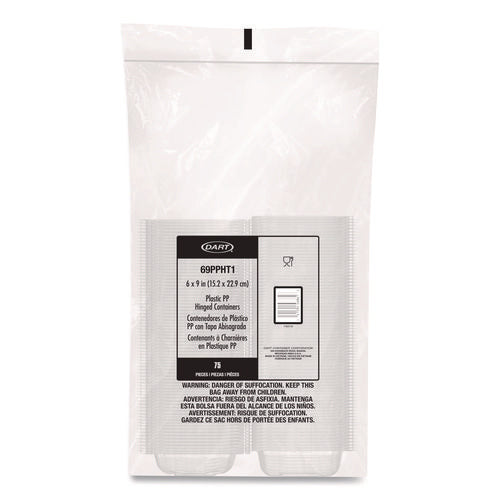 Image of Dart® Microwaveable Hinged Containers, ProPlanet, 6.5 x 9 x 3, Clear, Plastic, 300/Carton