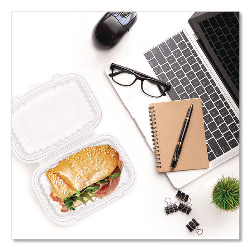Image of Dart® Microwaveable Hinged Containers, ProPlanet, 6.5 x 9 x 3, Clear, Plastic, 300/Carton