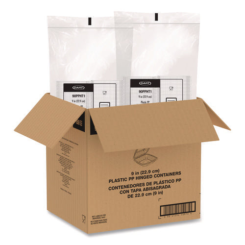 Image of Dart® Microwaveable Hinged Containers, ProPlanet, 9 x 8.75 x 3, Clear, Plastic 150/Carton