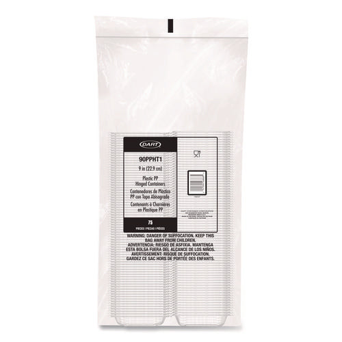 Image of Dart® Microwaveable Hinged Containers, ProPlanet, 9 x 8.75 x 3, Clear, Plastic 150/Carton
