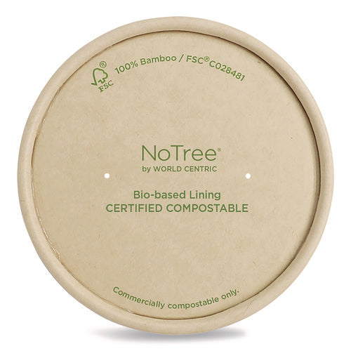 Image of World Centric® Paper Lids for Bowls, 3.6" Diameter, Brown, 500/Carton