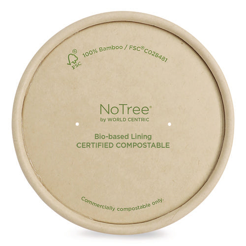 Image of World Centric® Paper Lids for Bowls, 4.6" Diameter, Brown, 500/Carton