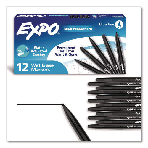 Image of EXPO® Wet Erase Marker, Fine Bullet Tip, Black, Dozen