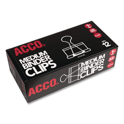 Image of ACCO Binder Clips, Medium, Black/silver, Dozen