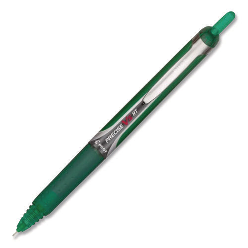 Image of Pilot® VBall RT Liquid Ink Rollerball Pen, Retractable, Fine 0.7 mm, Green Ink, Green/White Barrel