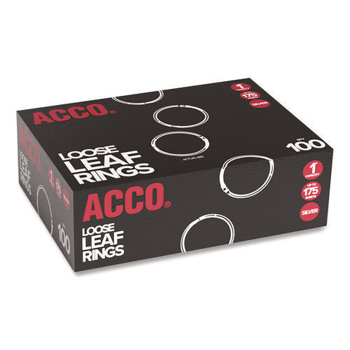 Image of ACCO Metal Book Rings, 1" Diameter, 100/Box
