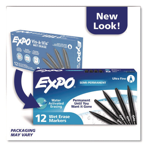 Image of EXPO® Wet Erase Marker, Fine Bullet Tip, Black, Dozen