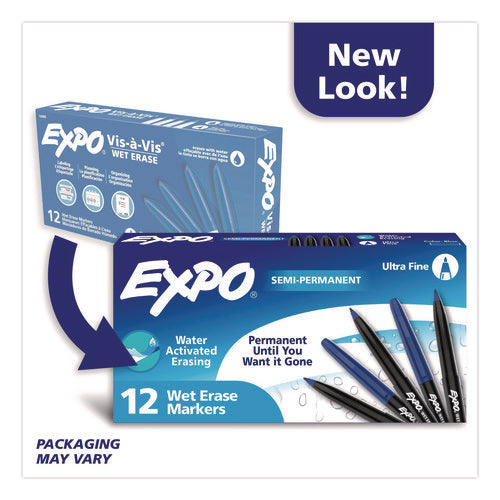 Image of EXPO® Wet Erase Marker, Fine Bullet Tip, Blue, Dozen