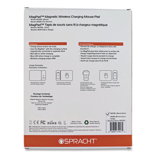 Image of Spracht MagPad Charger and Mouse Pad, Black