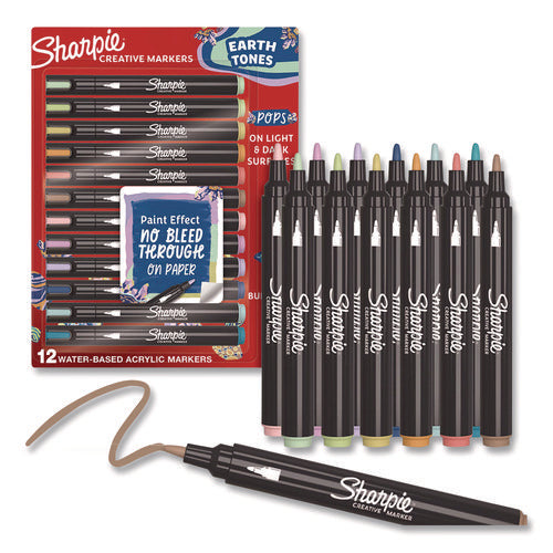Image of Sharpie® Creative Markers, Bullet Tip, Assorted Earth Tones, 12/Pack
