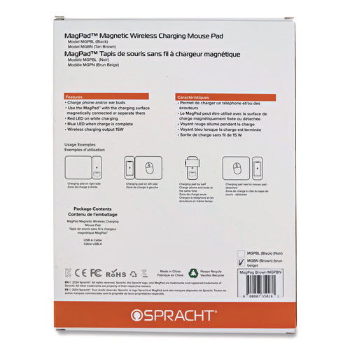 Image of Spracht MagPad Charger and Mouse Pad, Brown