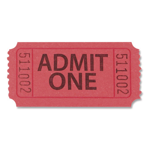 Image of Coin-Tainer Single Ticket Roll, Admit One, Red, 2,000/roll