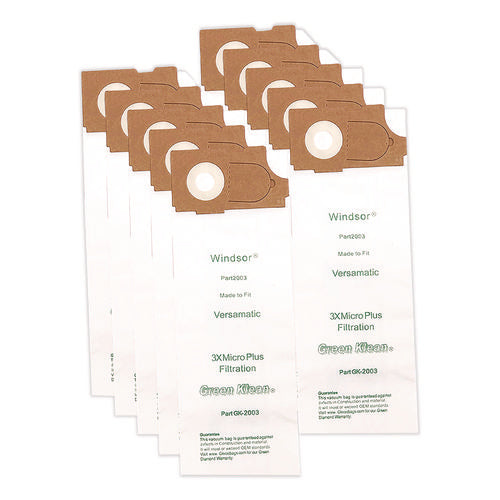 Image of Green Klean® Replacement Vacuum Bags, Fits Allstar Javelin/triple S Prosense Ii/windsor Versamatic, 10/pack