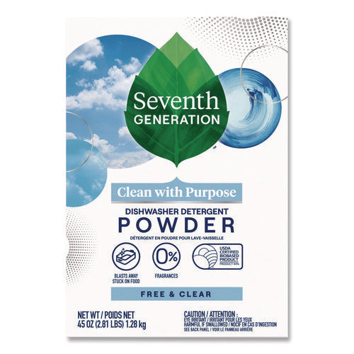 Image of Seventh Generation® Automatic Dishwasher Powder, Free And Clear, 45oz Box, 12/carton