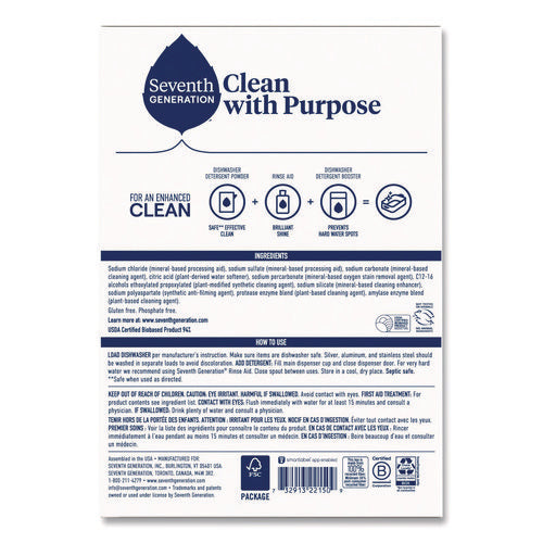 Image of Seventh Generation® Automatic Dishwasher Powder, Free And Clear, 45oz Box, 12/carton