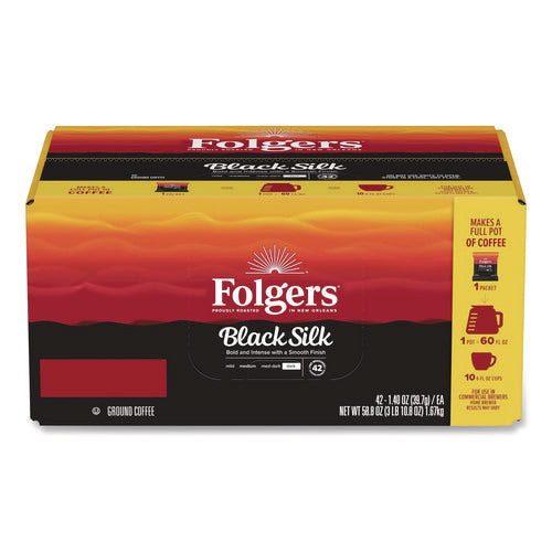Image of Folgers® Black Silk Ground Coffee Fraction Pack, 1.4 oz Packet, 42/Carton
