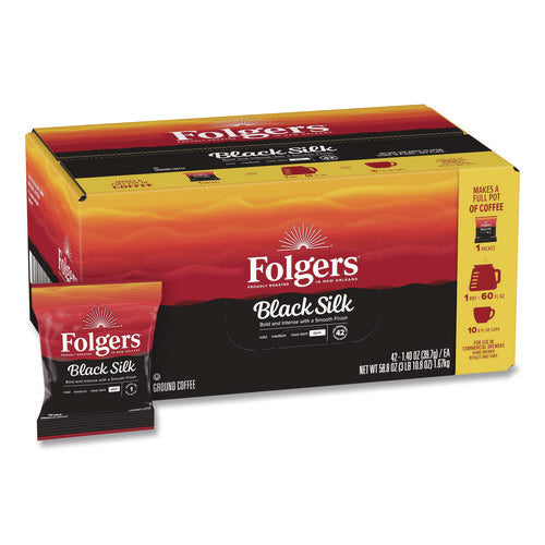 Image of Folgers® Black Silk Ground Coffee Fraction Pack, 1.4 oz Packet, 42/Carton