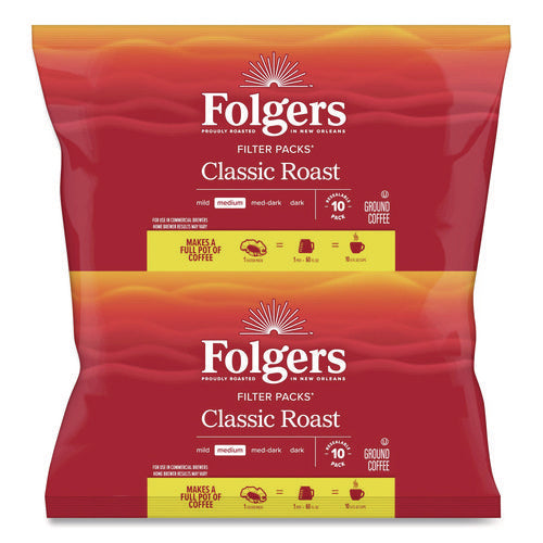 Image of Folgers® Coffee Filter Packs, Classic Roast, .9 Oz, 10 Filters/pack, 4 Packs/carton
