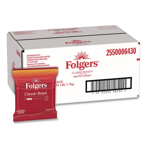 Image of Folgers® Classic Roast Ground Coffee Fraction Pack, 1.5 oz, 42/Carton