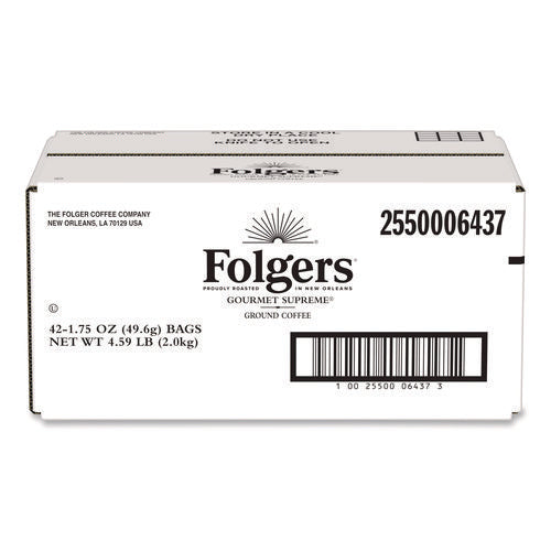 Image of Folgers® Simply Gourmet Gourmet Supreme Ground Coffee, Fraction Pack, 1.75 oz, 42/Carton