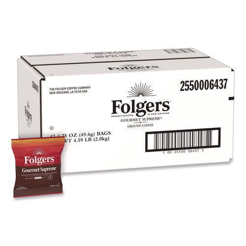 Image of Folgers® Simply Gourmet Gourmet Supreme Ground Coffee, Fraction Pack, 1.75 oz, 42/Carton