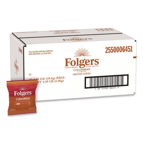 Image of Folgers® Colombian Ground Coffee Fraction Pack. 100% Colombian, 1.75 oz Fraction Pack, 42/Carton