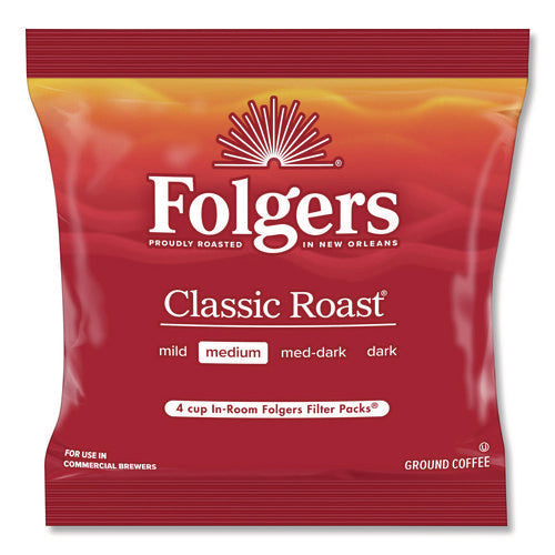Image of Folgers® Classic Roast Ground Coffee Filter Pack, Regular, In-Room Lodging, 0.6 oz, 200/Carton