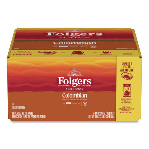 Image of Folgers® Coffee Filter Packs, 100% Colombian, 1.4 Oz Pack, 40/carton
