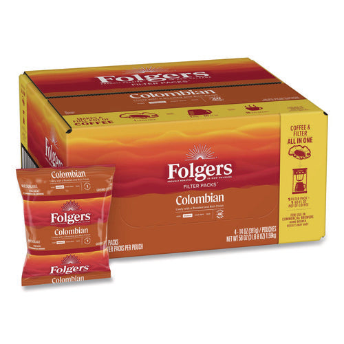 Image of Folgers® Coffee Filter Packs, 100% Colombian, 1.4 Oz Pack, 40/carton