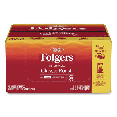 Image of Folgers® Coffee Filter Packs, Classic Roast, 1.4 Oz Pack, 40/carton