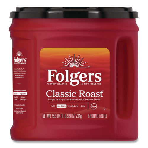 Image of Folgers® Coffee, Classic Roast, Ground, 25.9 Oz Canister, 6/carton