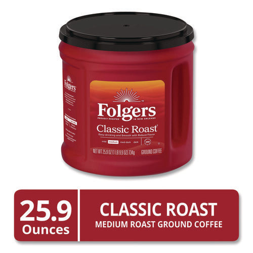 Image of Folgers® Coffee, Classic Roast, Ground, 25.9 Oz Canister, 6/carton