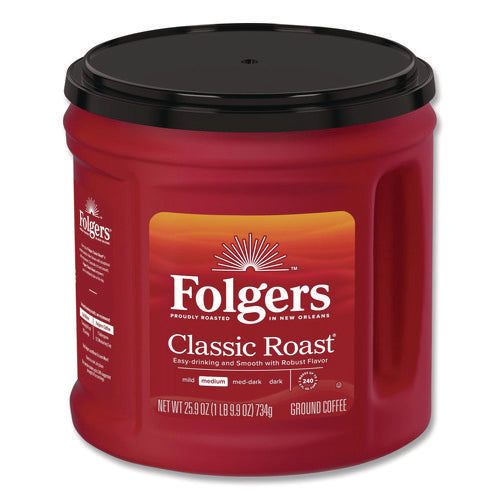Image of Folgers® Coffee, Classic Roast, Ground, 25.9 Oz Canister, 6/carton