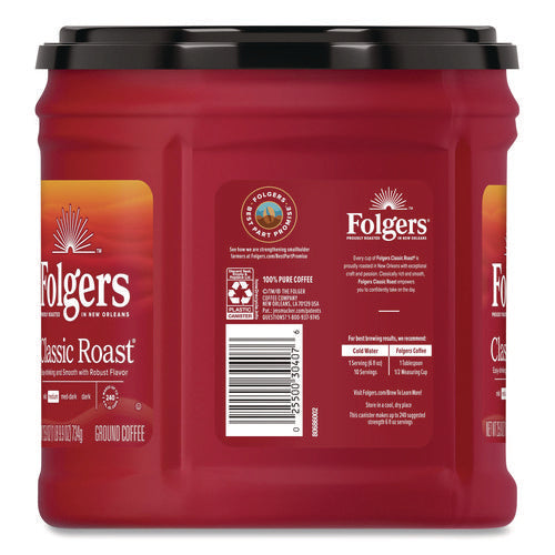 Image of Folgers® Coffee, Classic Roast, Ground, 25.9 Oz Canister, 6/carton