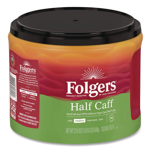 Image of Folgers® Half Caff Ground Coffee, 22.6 oz Canister, 6/Carton
