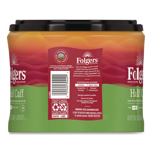 Image of Folgers® Half Caff Ground Coffee, 22.6 oz Canister, 6/Carton