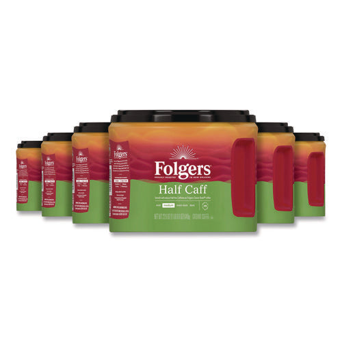 Image of Folgers® Half Caff Ground Coffee, 22.6 oz Canister, 6/Carton