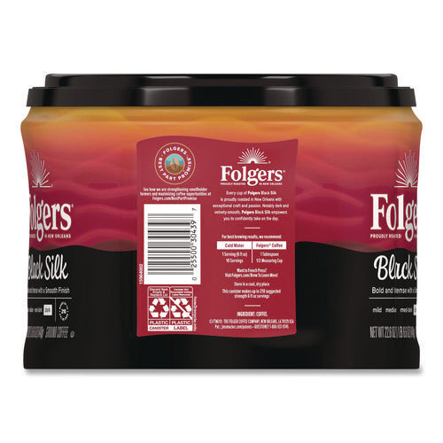 Image of Folgers® Black Silk Ground Coffee, Black 22.6 oz Canister, 6/Carton