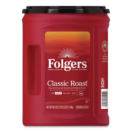 Image of Folgers® Classic Roast Ground Coffee, Classic Roast, 40.3 oz Canister