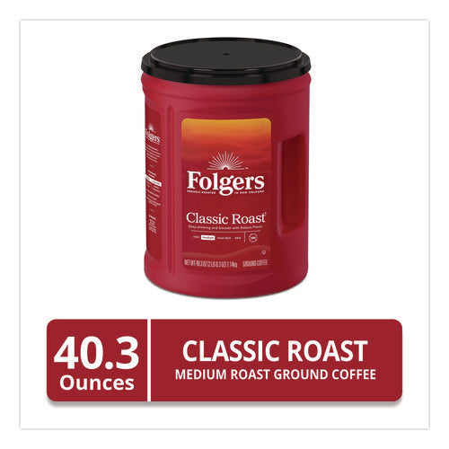 Image of Folgers® Classic Roast Ground Coffee, Classic Roast, 40.3 oz Canister