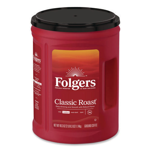 Image of Folgers® Classic Roast Ground Coffee, Classic Roast, 40.3 oz Canister