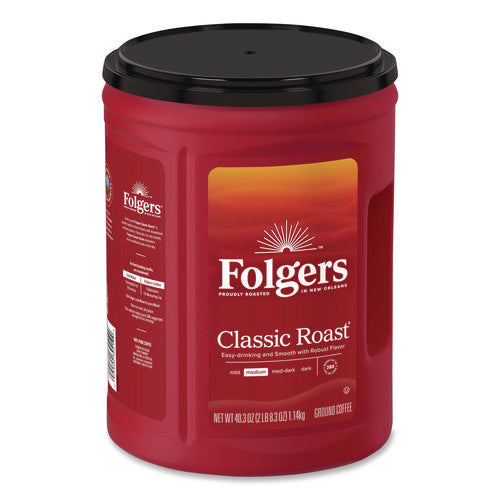 Image of Folgers® Classic Roast Ground Coffee, Classic Roast, 40.3 oz Canister