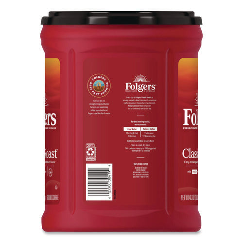 Image of Folgers® Classic Roast Ground Coffee, Classic Roast, 40.3 oz Canister