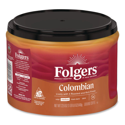 Image of Folgers® 100% Columbian Coffee, 22.6 oz Canister, 6/Carton