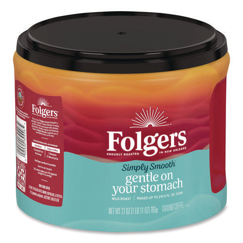 Image of Folgers® Simply Smooth Ground Coffee, Gentle On Your Stomach, 27 oz Canister